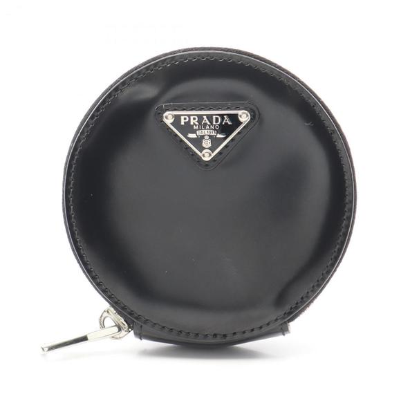Prada Round Mini Pouch Bag, Leather, Women's, Black, 1TL431 - Picture 1 of 6